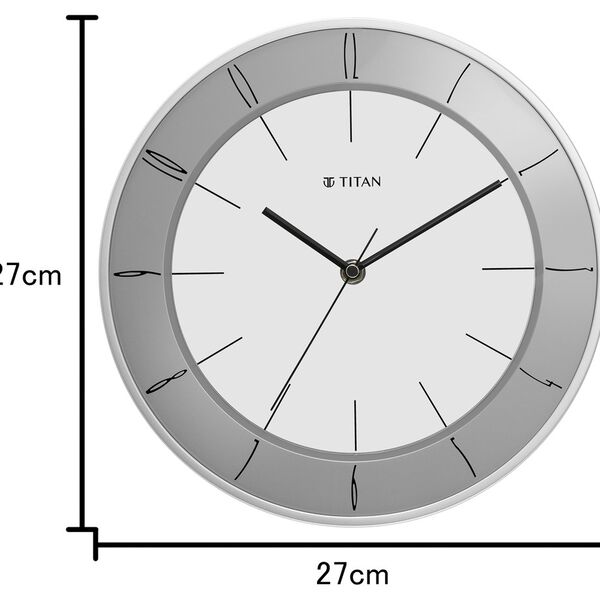 Titan Contemporary Wall Clock White Dial Color Silent Sweep Technology - 27 cm X 27 cm (Small) - image number 5