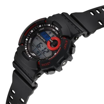 SF Digital Round Round Shaped Dial Black PU Strap Watch For Men