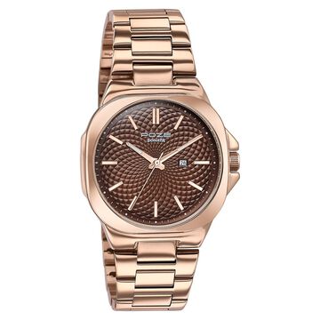 Sonata Poze Quartz Analog Brown Dial Rose Gold Colour Stainless Steel Strap Watch For Men