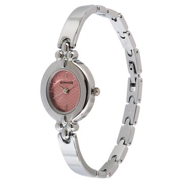 Sonata Quartz Analog Pink Dial Metal Strap Watch for Women