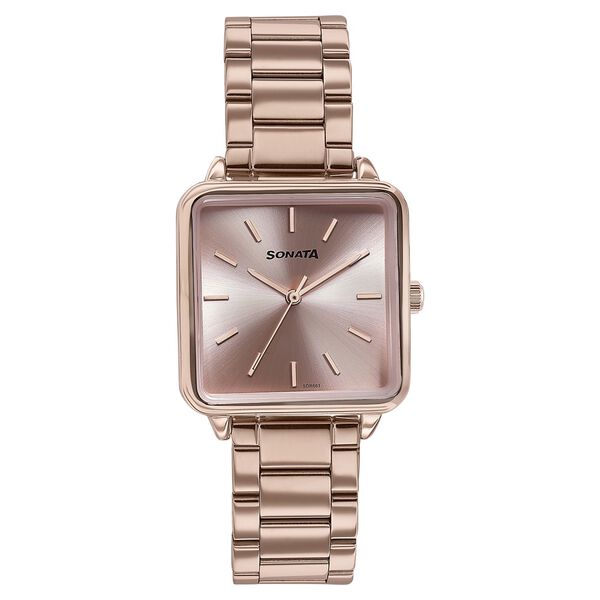 Sonata Wedding Edit Quartz Analog Pink Dial Stainless Steel Strap Watch For Women - image number 0