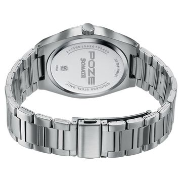 Poze Poze Quartz Analog Orange Dial Silver Metal Strap Watch For Men