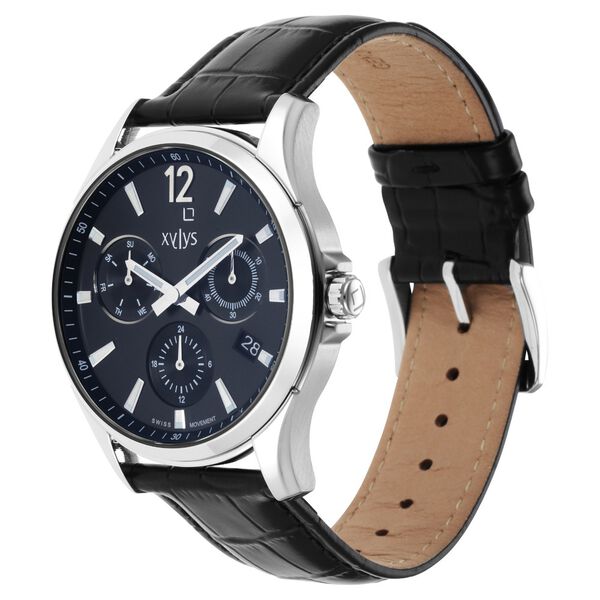 Xylys Swiss Multifunction Black Leather Strap Black Dial Watch For Men - image number 2