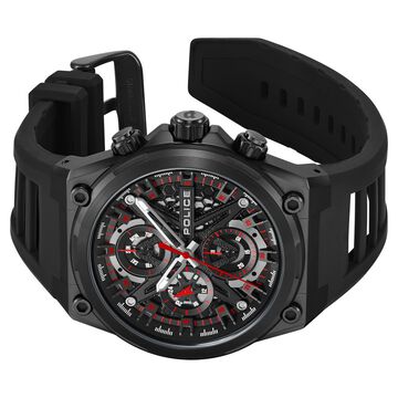 Police Multifunction Black Dial Silicone Strap Watch For Men