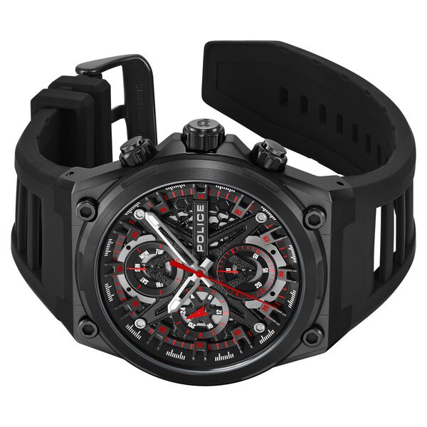 Police Multifunction Black Dial Silicone Strap Watch For Men - image number 4