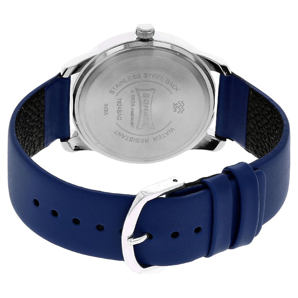 Buy Online Sonata Quartz Analog Purple Dial Leather Strap Watch for Men nm7924sl08 Titan