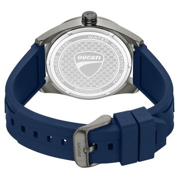 Ducati Quartz Analog Blue Dial Black Silicone Strap Watch For Men