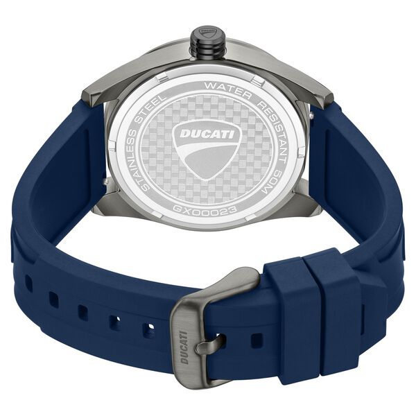 Ducati Quartz Analog Blue Dial Black Silicone Strap Watch For Men - image number 3