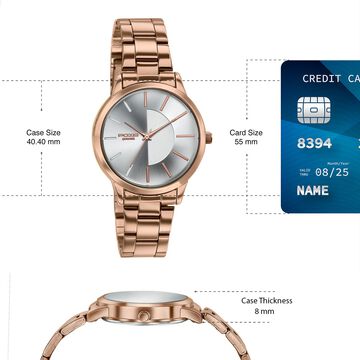 Poze By Sonata Quartz Analog Silver Dial Rose Gold Plated Stainless Steel Strap Watch For Women