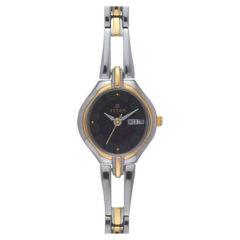 Titan Karishma Black Dial Analog with Day and Date Metal Strap watch for Women