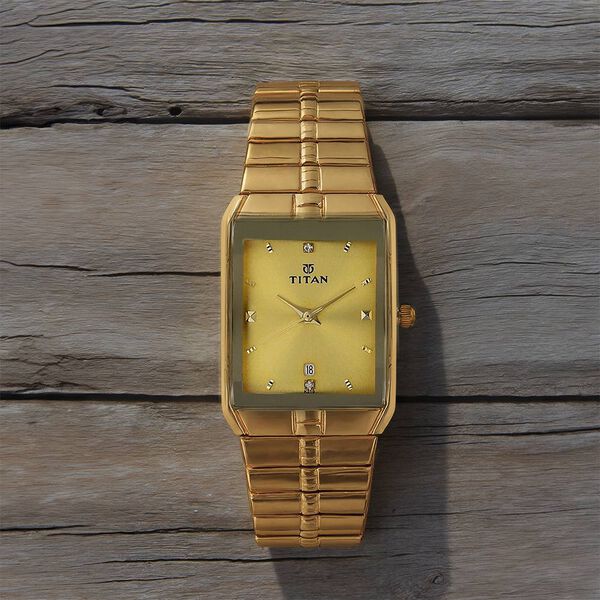 Titan Golden Dial Analog with DateMetal Strap watch for Men - image number 0