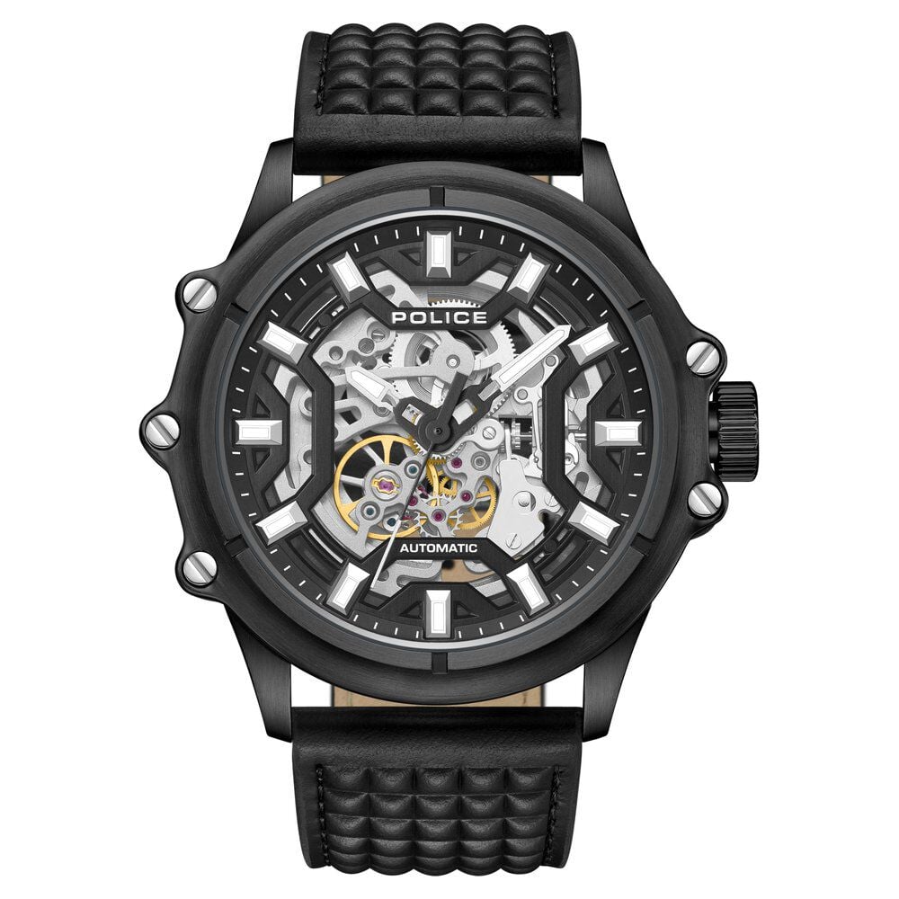 Buy Online Police Men s Luang KL Rahul Edition Automatic Watch Textured Leather Strap Watch plpewge1601801 Titan