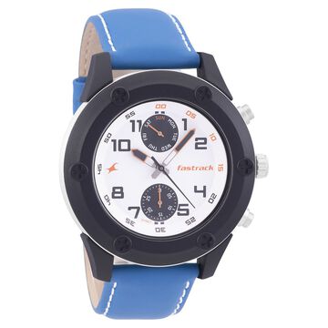Fastrack Modular Quartz Analog White Dial Leather Strap Watch for Guys
