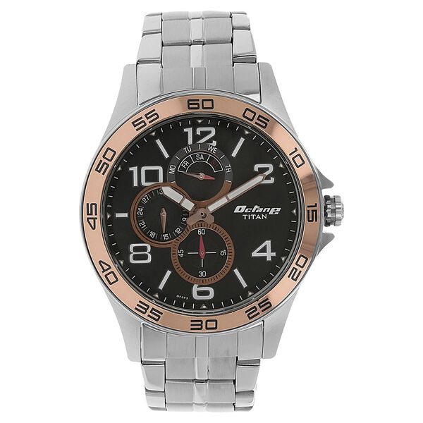 Titan Quartz Multifunction Black Dial Metal Strap Watch for Men - image number 0