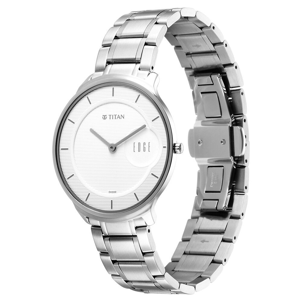 Buy Online Titan Edge Metal Silver Dial Stainless Steel Strap