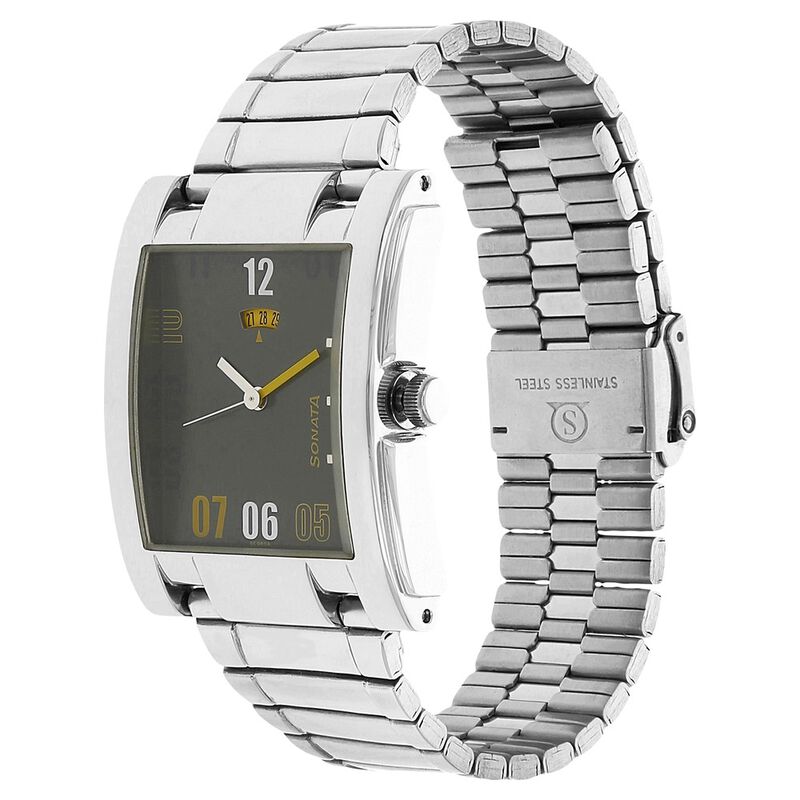Sonata Quartz Analog with Date Black Dial Stainless Steel Strap Watch for Men - image number 1