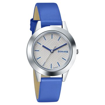 Sonata Splash White Dial Women Watch With Leather Strap