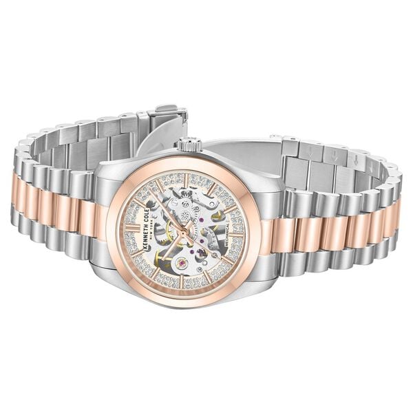 Kenneth Cole Mechanical Hand Wound Analog Mechanical Rose Gold Dial With Two Toned Stainless Steel Strap Watch For Women - image number 2