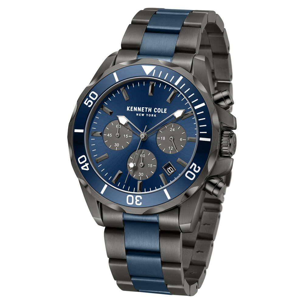 Buy Online Kenneth Cole Quartz Chronograph Blue dial Stainless Steel Strap Watch for Men kcwgi0027104mn Titan