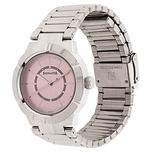 Sonata Professional Pink Dial Women Watch With Stainless Steel Strap - image number 1