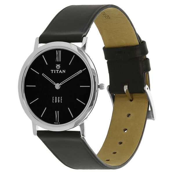 Titan Edge Quartz Analog Black Dial Black Leather Strap Watch For Men - image number 1