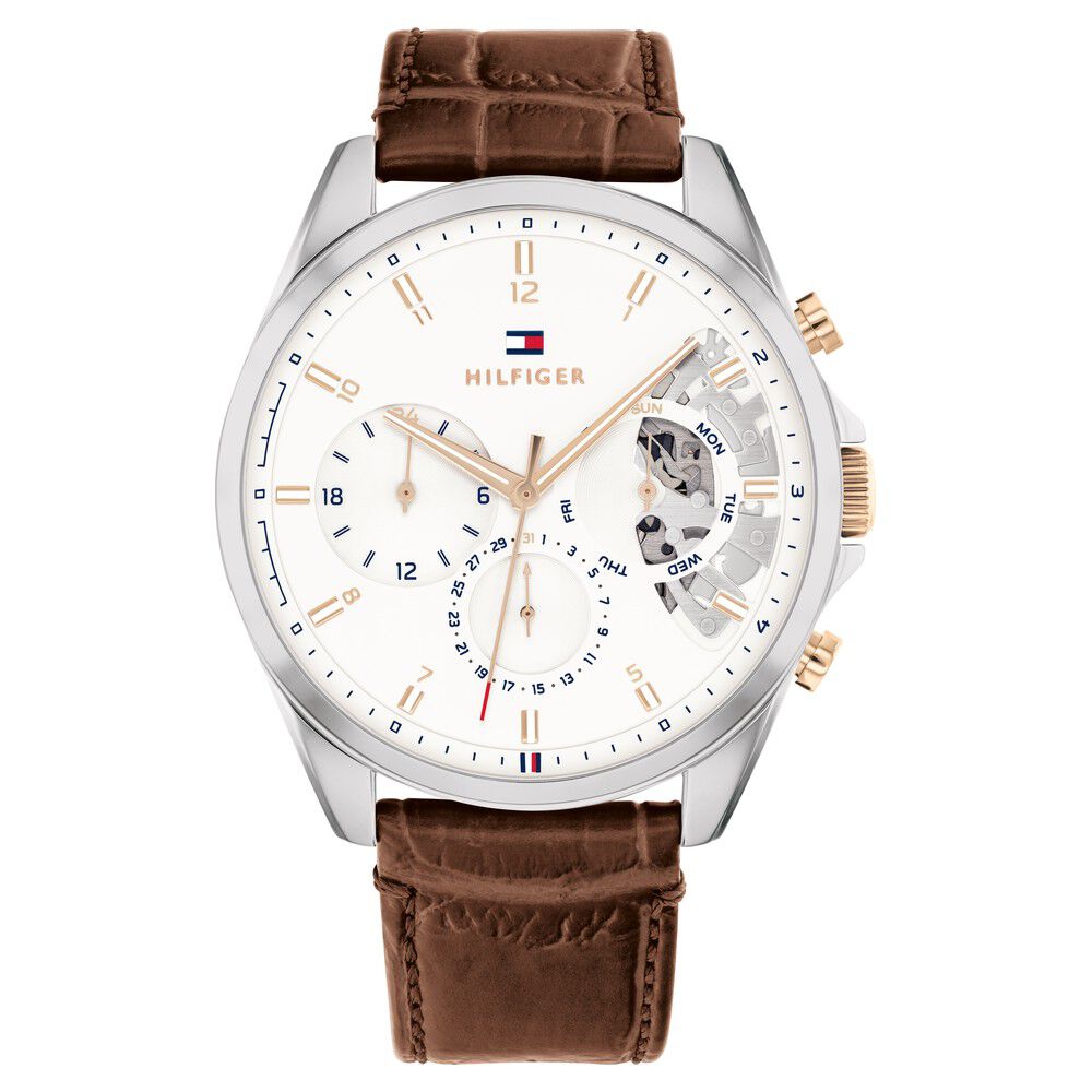 Tommy hilfiger watch white leather sale strap