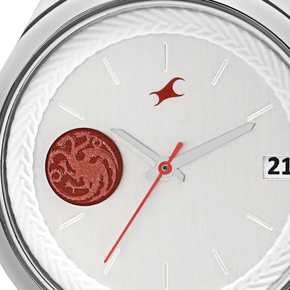 Buy Online Fastrack Game Of Thrones Quartz Analog with Date White Dial Stainless Steel Strap Watch for Girls nm6197sm01 Titan