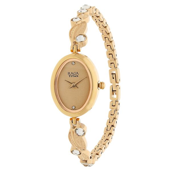 Titan Raga Foliage Rose Gold Dial Women Watch With Metal Strap - image number 1