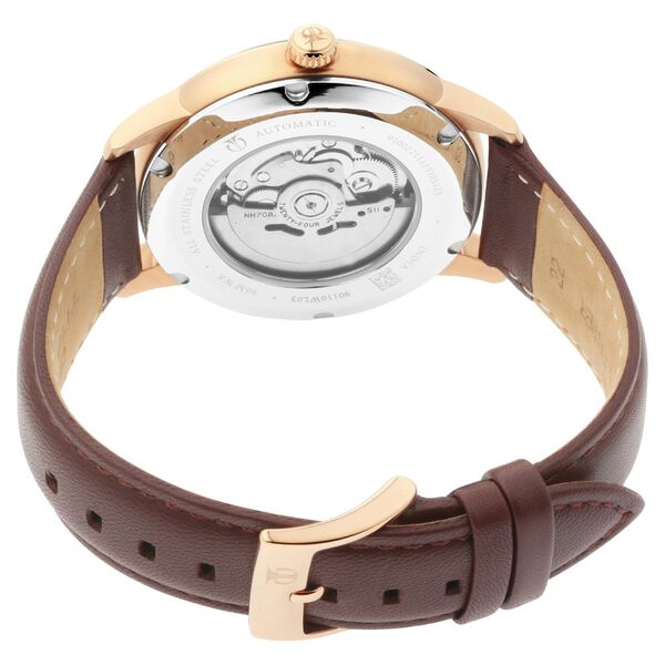Titan Automatic Silver Dial Brown Leather Strap Watch for Men - image number 6