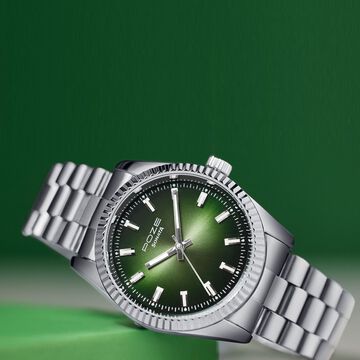 Sonata Poze Quartz Analog Green Dial Silver Color Metal Strap Watch For Men