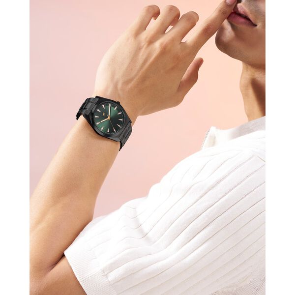 Fastrack Stunners X Quartz Analog Green Dial Stainless Steel Strap Watch For Guys - image number 5