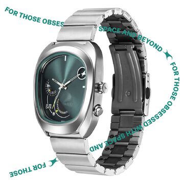 Fastrack UFO Quartz Multifunction Green Dial Silver Stainless Steel Strap Watch For Guys
