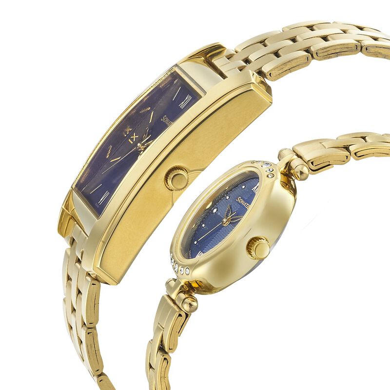 Sonata Quartz Analog Blue Dial Stainless Steel Strap Watch for Couple - image number 2