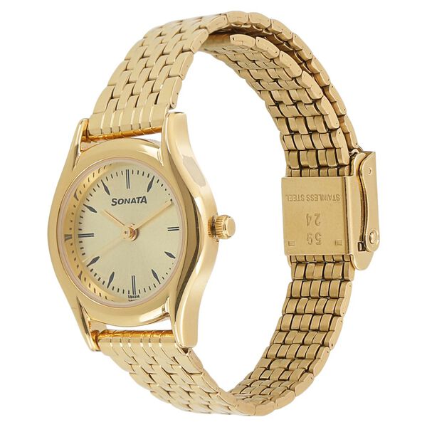 Sonata Essentials Champagne Dial Women Watch With Stainless Steel Strap - image number 1