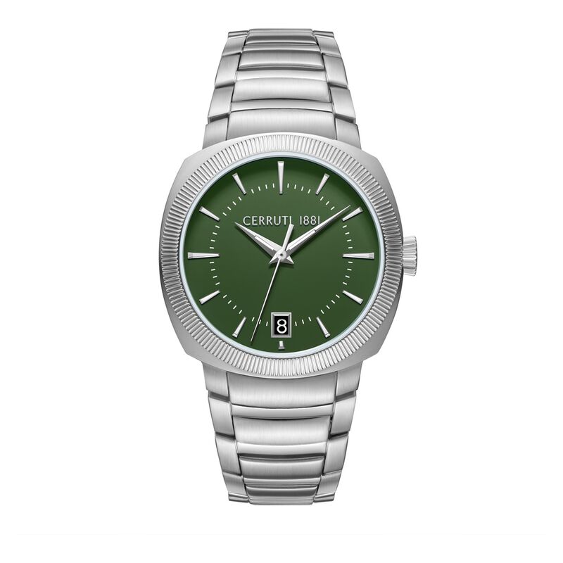 Cerruti 1881 Quartz Analog Green Dial Silver Colour Stainless Steel Strap Watch For Men