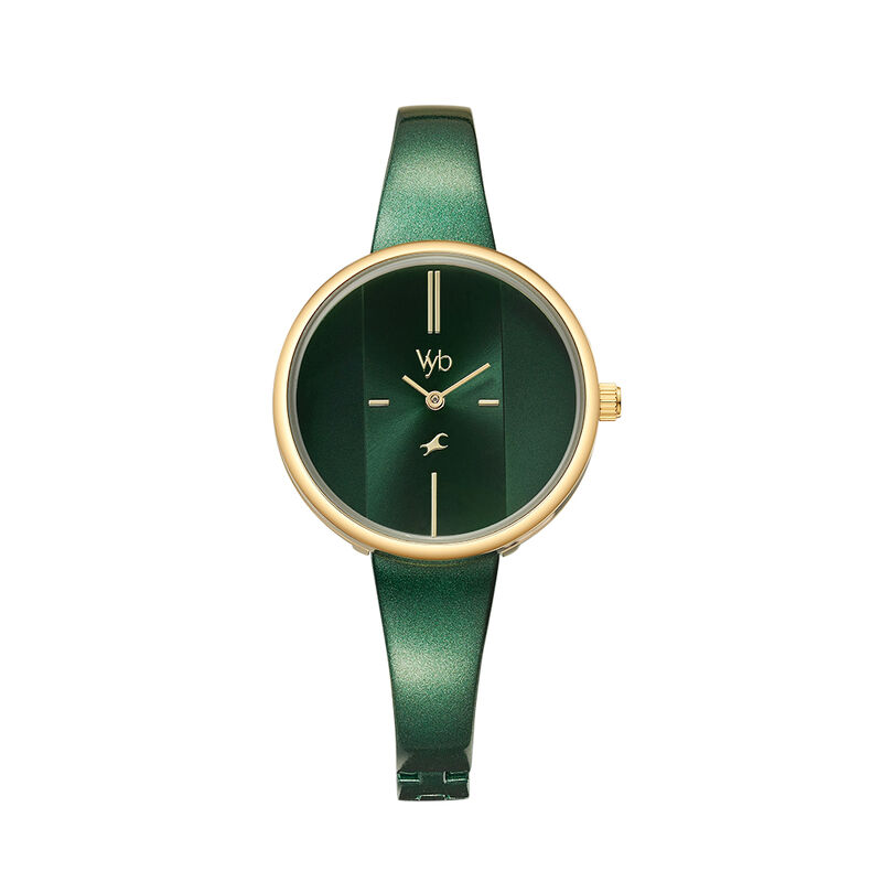 Fastrack Vyb Siren Quartz Analog Green Dial Metal Strap Watch for Girls