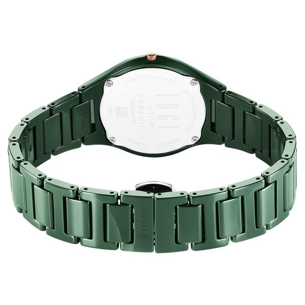 Titan Edge Bicolour Quartz Analog Green Dial Green Ceramic Strap Watch For Women - image number 2