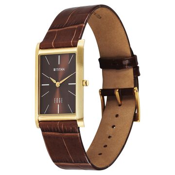 Titan Edge Monture Quartz Analog Brown Dial Brown Leather Strap Watch For Men