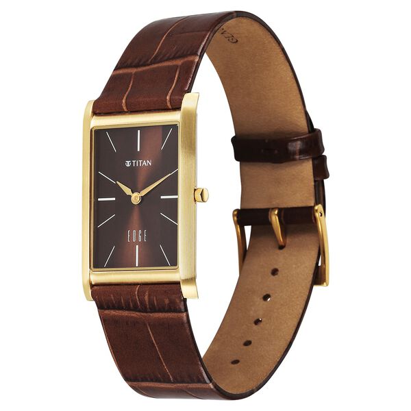 Titan Edge Monture Quartz Analog Brown Dial Brown Leather Strap Watch For Men - image number 2