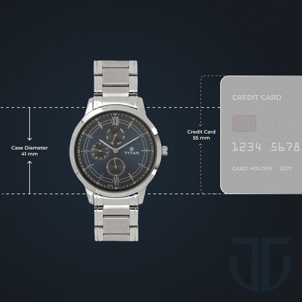 Titan Workwear Blue Dial Quartz Multifunction Stainless Steel Strap watch for Men - image number 2