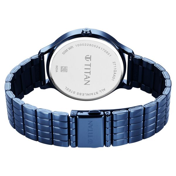 Titan Secluded Quartz Analog Blue Acetate Dial Stainless Steel Strap Watch For Women - image number 4