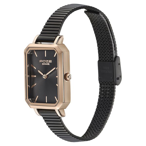 Sonata Poze Quartz Analog Black Dial Mesh Strap Watch for Women - image number 3