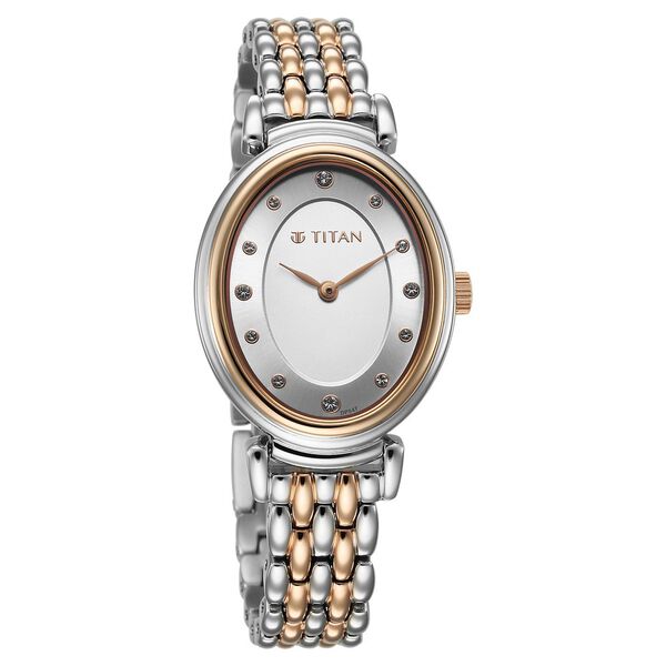 Titan Aura Quartz Analog Silver Dial With Two Toned Stainless Steel Strap Watch For Women - image number 1