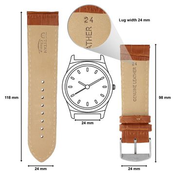 24 mm Tan Genuine Leather Straps for Men