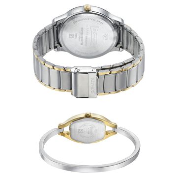 Sonata Quartz Analog Silver Dial Stainless Steel Strap Watch for Couple