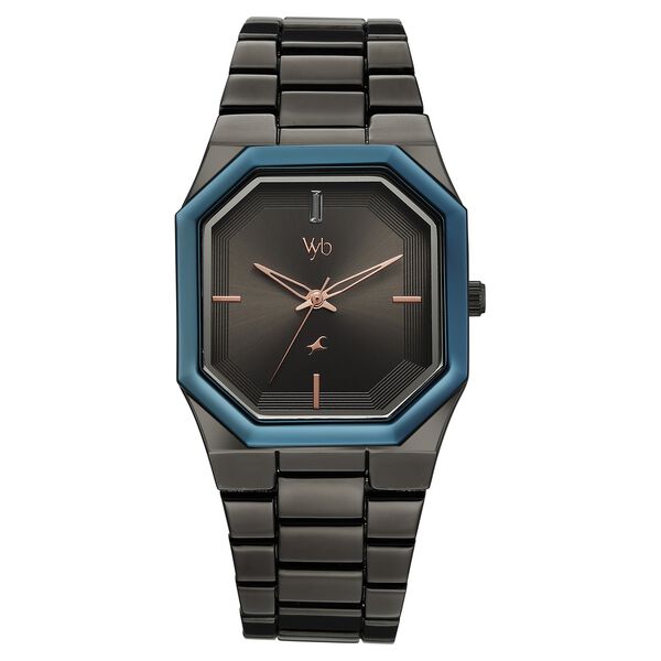 Vyb Pioneer By Fastrack Quartz Analog Grey Dial Grey Metal Strap Watch For Guys - image number 0
