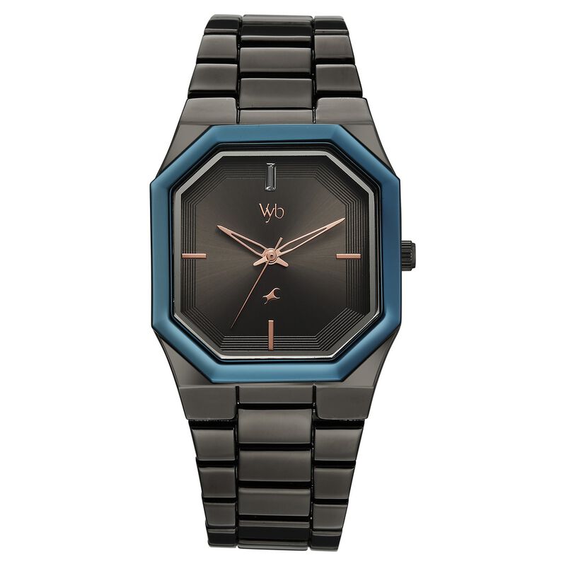 Vyb Pioneer By Fastrack Quartz Analog Grey Dial Grey Metal Strap Watch For Guys