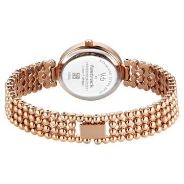 Vyb Iconique By Fastrack Quartz Analog Silver Dial Rose Gold Metal Strap Watch For Girls