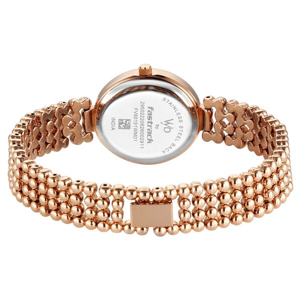 Vyb Iconique By Fastrack Quartz Analog Silver Dial Rose Gold Metal Strap Watch For Girls - image number 6