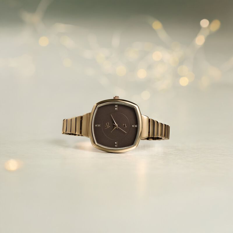 Fastrack Vyb Muse Quartz Analog Khaki Dial Metal Strap Watch For Girls